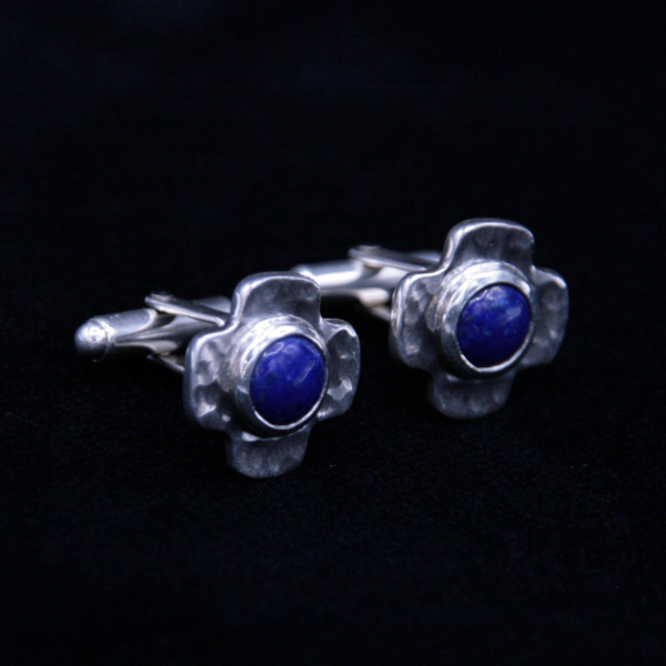 Boutons de manchette argent et lapis lazuli