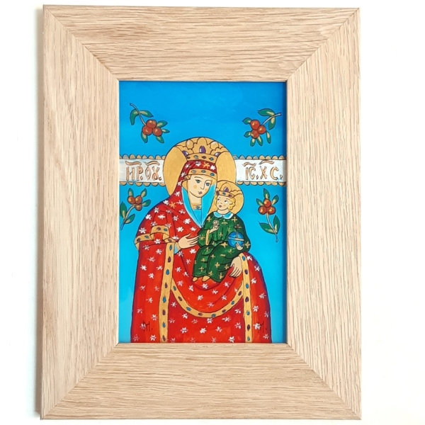Fixé sous verre: Vierge à l'Enfant couronnée