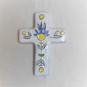 croix fleur céramique