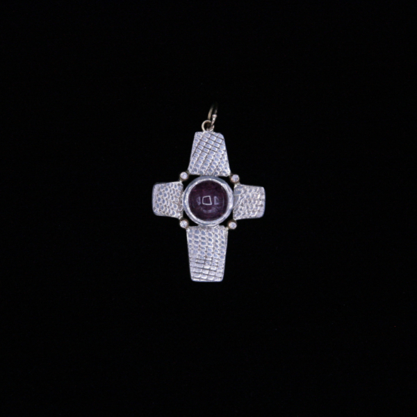 Pendentif croix argent bijou J Maffia 4 brillants