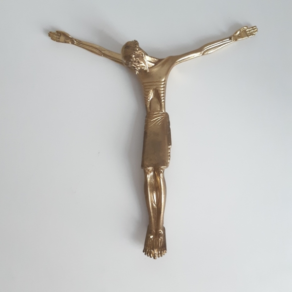 Christ en Croix avec couronne d'épines JLRucki 114 H 20 cm vernis or