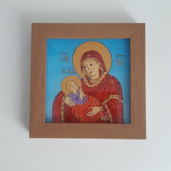 Petit cadre-fixé sous verre: Sainte Vierge à l'Enfant